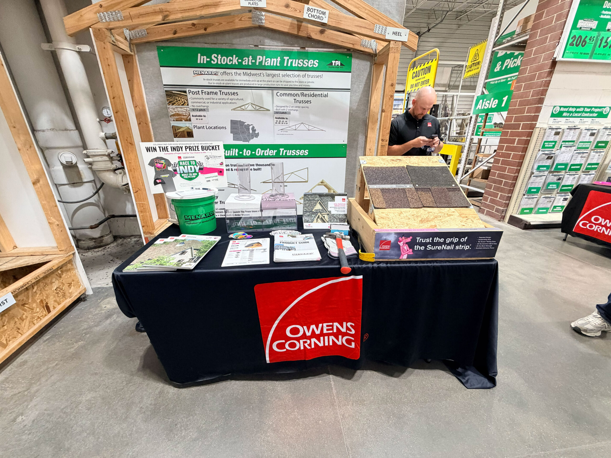 Owens Corning product demo at a Menards Pro Pit Stop event